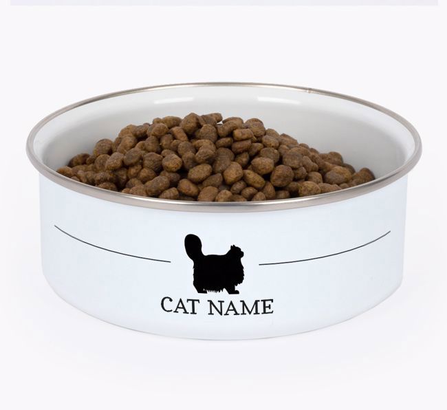Silhouette: Personalised {breedCommonName} Enamel Cat Bowl